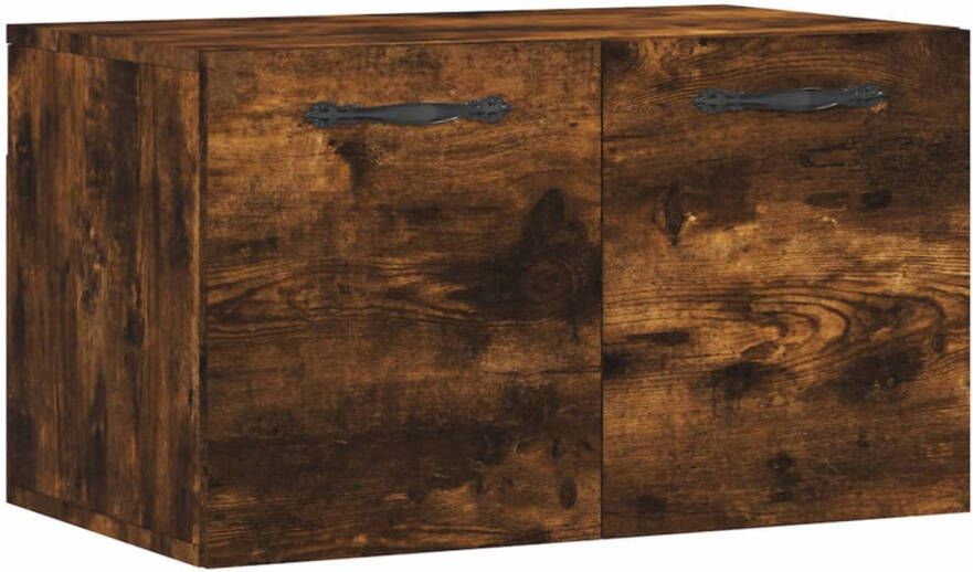 The Living Store Wandkast Gerookt Eiken Zwevende Opbergkast 60 x 36.5 x 35 cm Duurzaam Hout