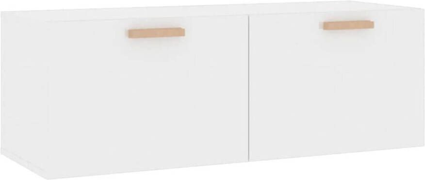 The Living Store Wandkast 100x36 5x35 cm bewerkt hout hoogglans wit Wandkast Houten Kast Opbergkast Keukenopstelling Livingroomdecoratie