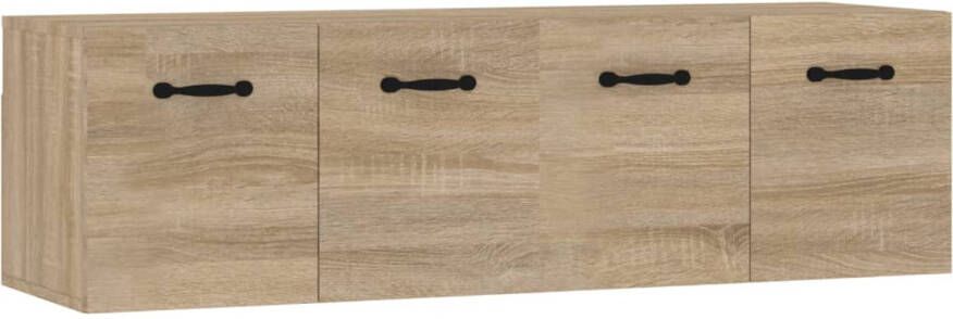 The Living Store Wandkast Sonoma Eiken 80x35x36.5 cm 2 vakken Hoogwaardig hout Eenvoudige wandmontage