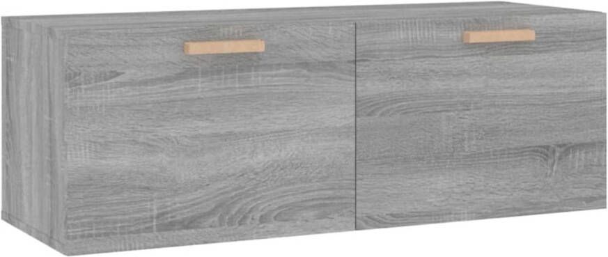 The Living Store Wandkast 100x36-5x35 cm bewerkt hout grijs sonoma eikenkleurig Kast