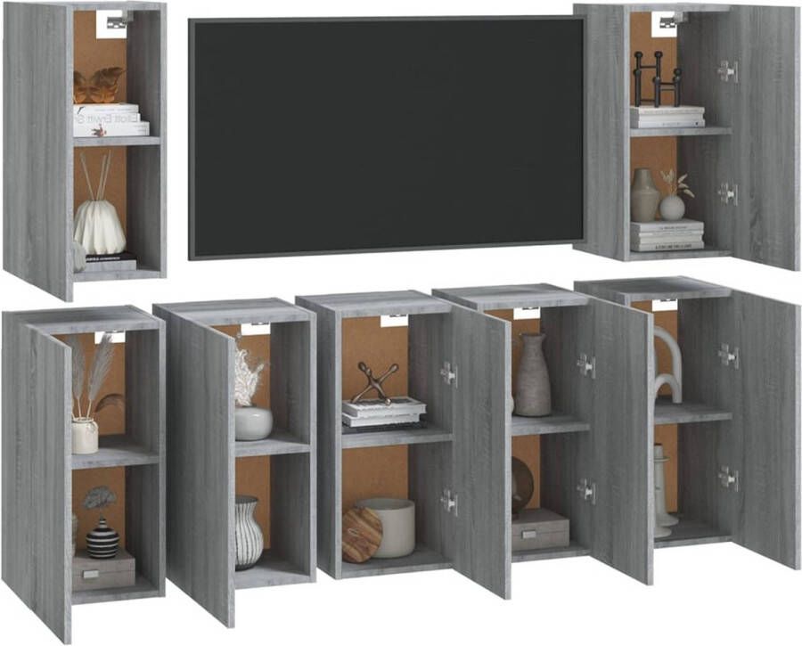 The Living Store Wandkast TV-meubels Grijs Sonoma eiken 30.5x30x60cm - Foto 1
