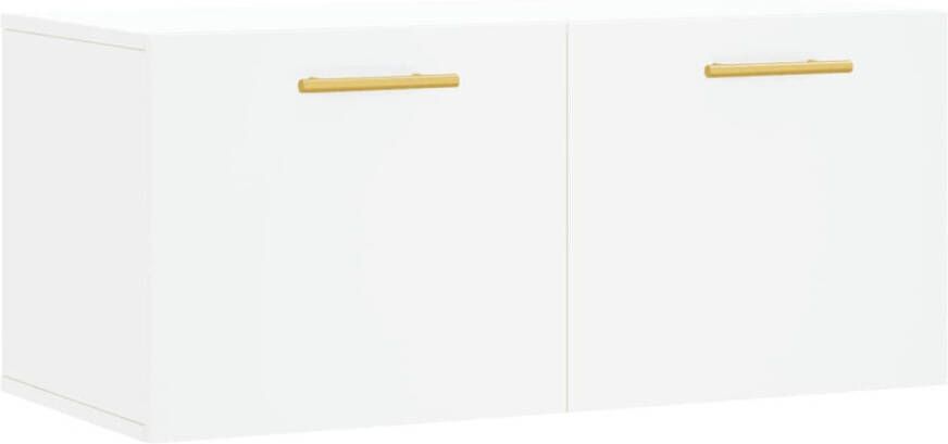 The Living Store Wandkast White Wood Meubel 80 x 36.5 x 35 cm Wit - Foto 1