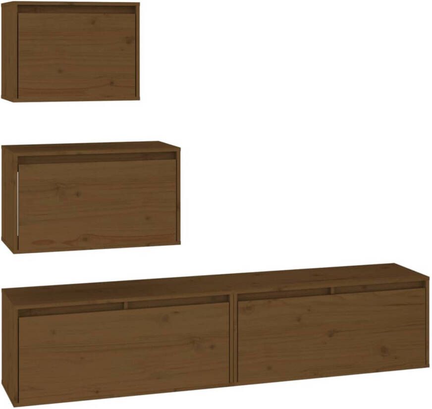 The Living Store Wandmeubel Massief grenenhout 45 x 30 x 35 cm Honingbruin - Foto 1