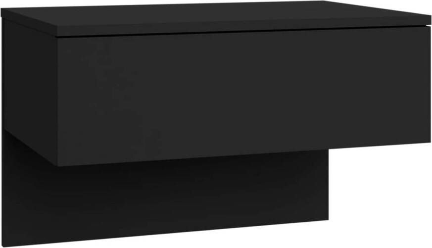 The Living Store Wandnachtkast Zwart 60 x 40 x 40 cm Wandmontage Multifunctioneel Wandlamp Nachtlamp Bergruimte Badkamermeubel Houten Meubilair