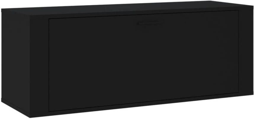 The Living Store Wandschoenenkast 100x35x38 cm bewerkt hout zwart Schoenenkast Wandschoenendoos Schoenuitlegger Bergruimte Organisatie