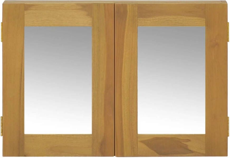 The Living Store Wandspiegelkast 60 x 10 x 40 cm Massief teakhout Wandspiegel Spiegelkast Teak Meubilair Vintage Spiegel Badkamer Accessoires
