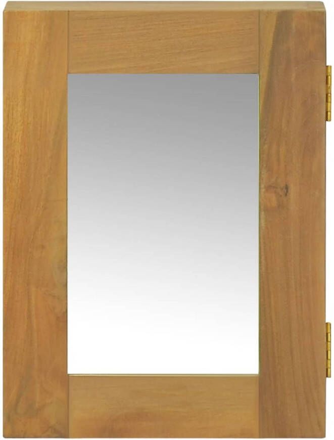 The Living Store Wandspiegelkast Massief Teakhout 30x10x40 cm Met Glas