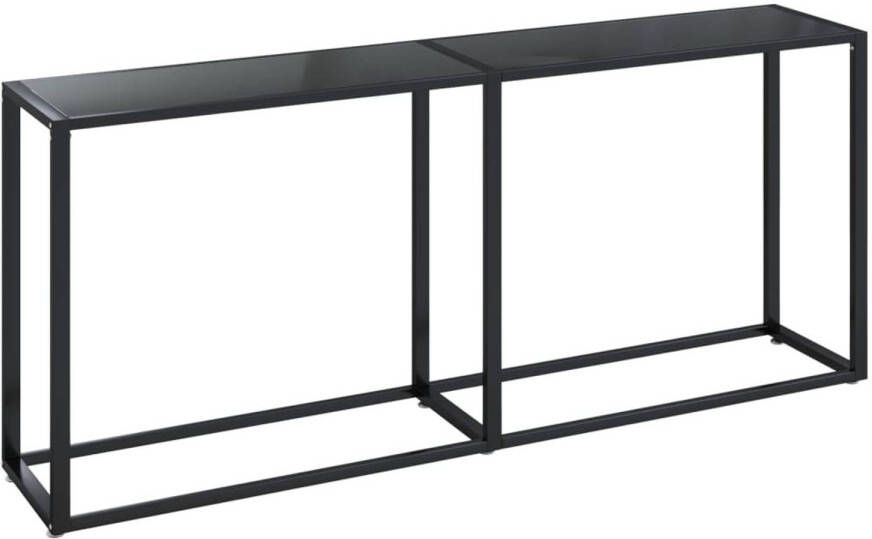 The Living Store Wandtafel Home 180 x 35 x 75.5 cm eenvoudig stijlvol zwart gehard glas gepoedercoat staal Wandtafel Salontafel Bijzettafel Industriële Tafel Zwarte Tafel