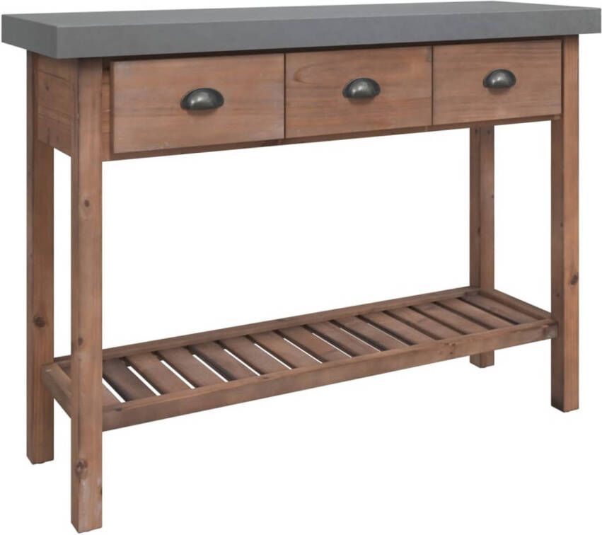 The Living Store Wandtafel Hout IJzer 110 x 35 x 80 cm 3 laden Schap Wandtafel Salontafel Bijzettafel Houten Tafel Metalen Tafel