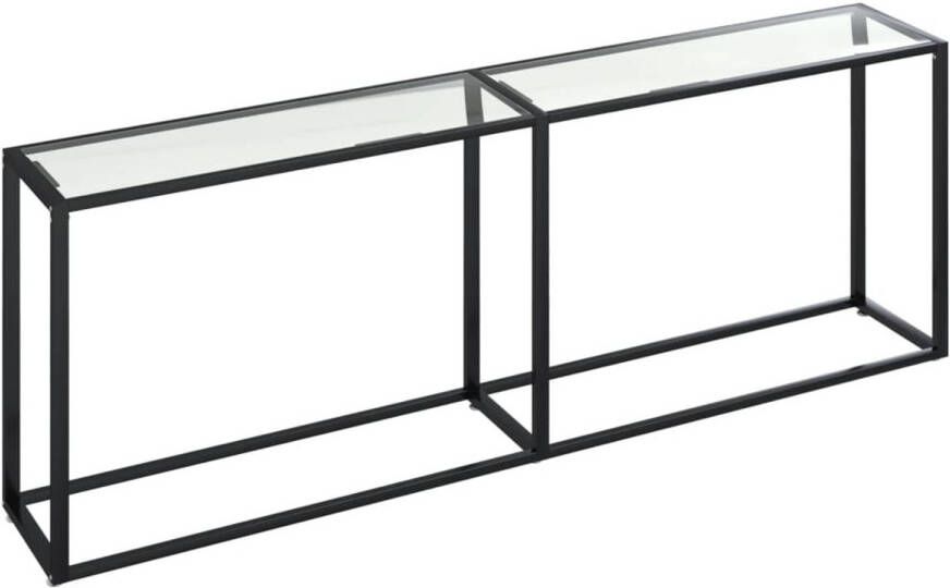 The Living Store Wandtafel Loft Meubelen 220 x 35 x 75.5 cm Transparant glas Wandtafel Consoletafel Bijzettafel Glazen Tafeltje Modern Design