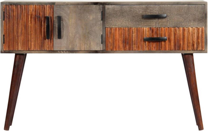 The Living Store Wandtafel Mangohout Grijs Bruin 120 x 35 x 75 cm 2 deuren en 2 lades - Foto 1