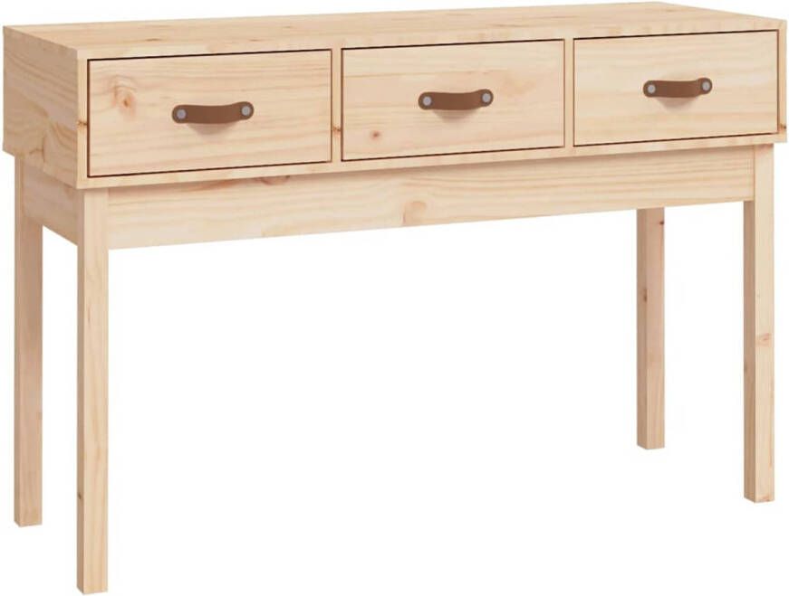 The Living Store Wandtafel Massief Grenenhout Banktafel 114 x 40 x 75 cm Met 3 lades Wandtafel Grenenhouten Tafel Bijzettafel Salontafel Opslagmogelijkheden