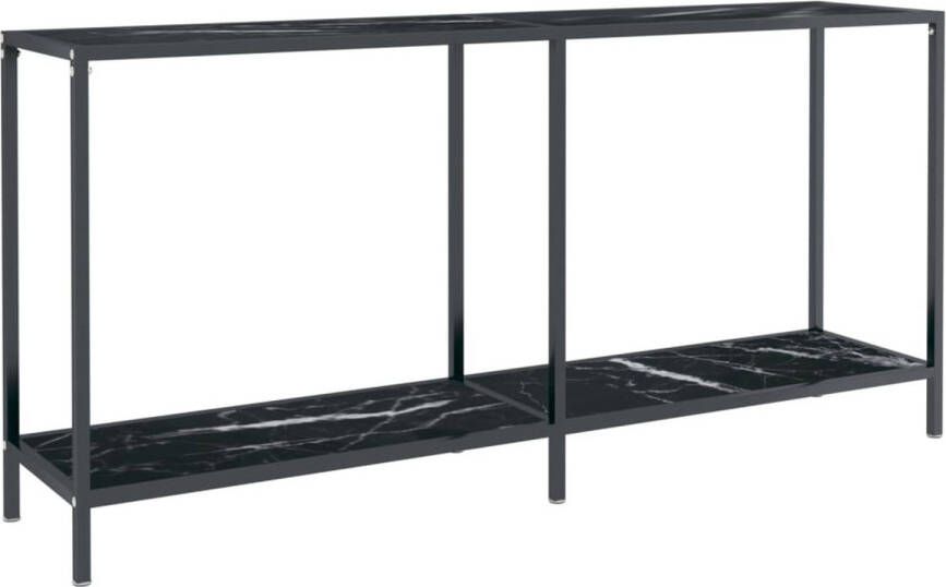 The Living Store Wandtafel Modern Zwart 160 x 35 x 75.5 cm Gehard glas en gepoedercoat staal