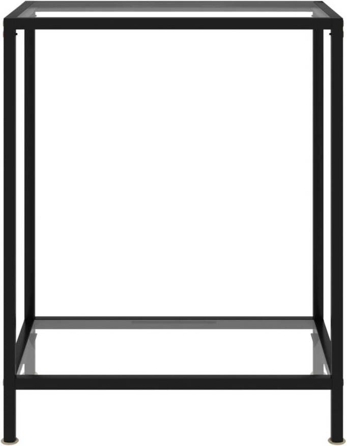 The Living Store Wandtafel Transparant en zwart glas 60x35x75 cm Extra opbergruimte