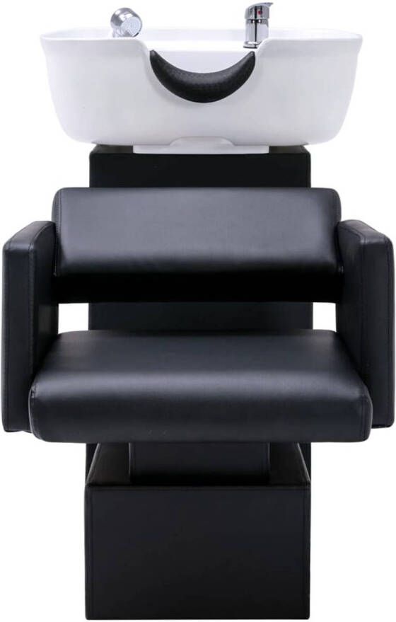 The Living Store Wasstoel met waskom 129x59x82 cm kunstleer zwart en wit Bureaustoel