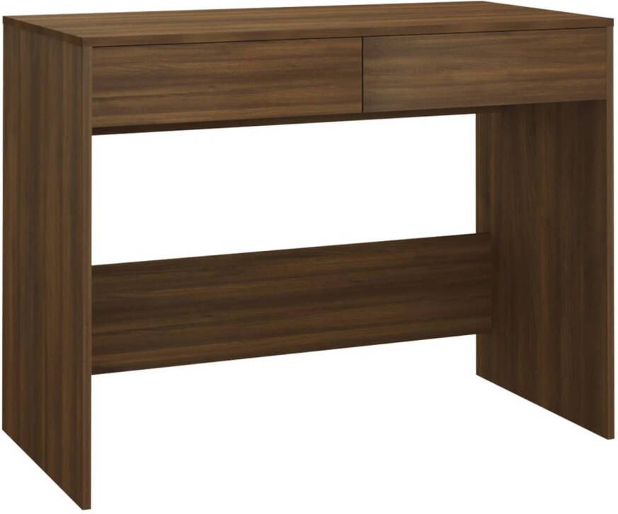 The Living Store Werktafel Bruineiken 101 x 50 x 76.5 cm Stevig en stabiel Werktafel Bureau Computerbureau Houten Bureau Bruin Bureau