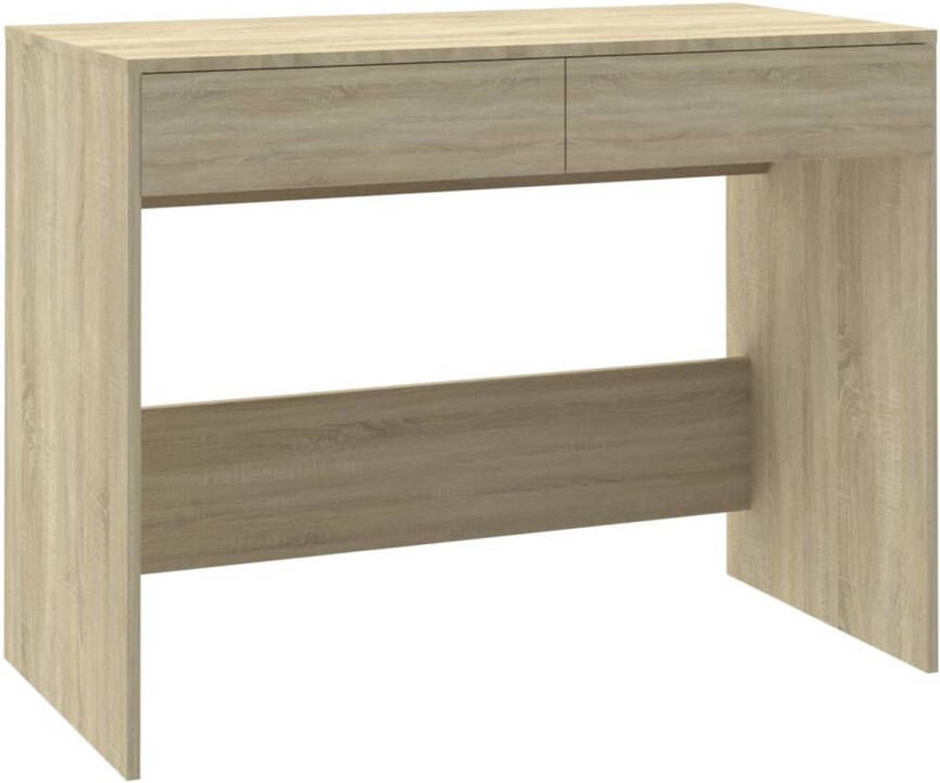 The Living Store Bureau 101x50x76 5 cm bewerkt hout sonoma eikenkleurig Werktafel Bureaus Computerbureau Houten Bureau Sonomakleur