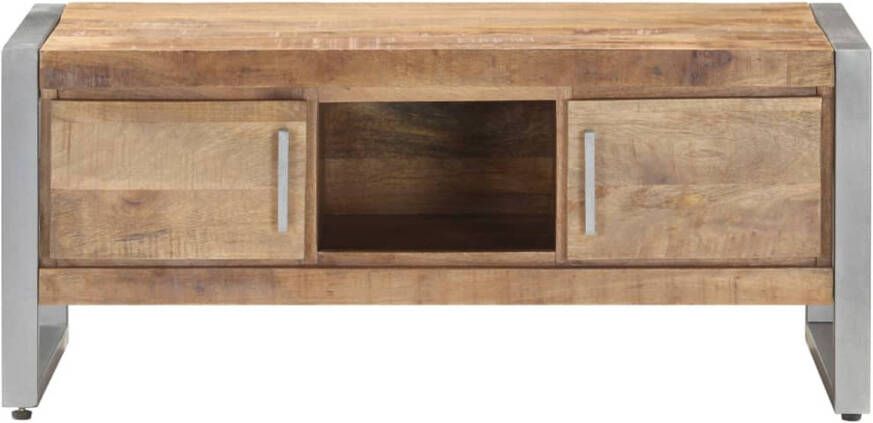 The Living Store Woonkamertafel Ruw Mangohout 95x50x40 cm Salontafel Woonkamertafel Mangohouten Tafel Industriële Tafel Tv Tafeltje