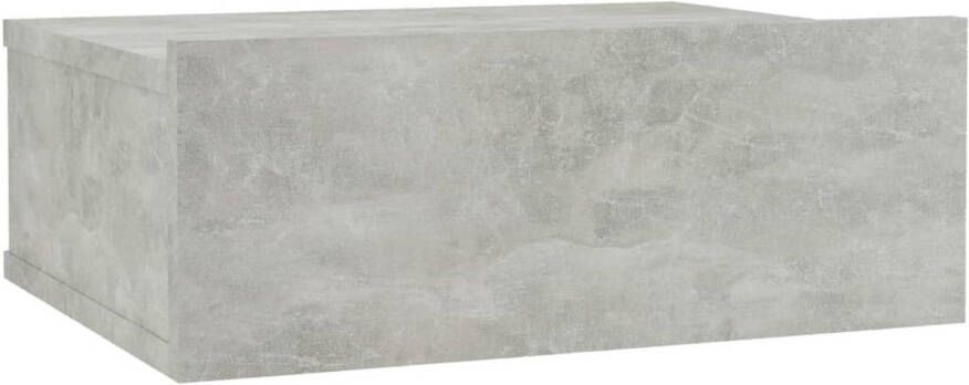 The Living Store zwevend nachtkastje betongrijs 40x30x15 cm massief tafelblad geïntegreerde lade wandmontage - Foto 1