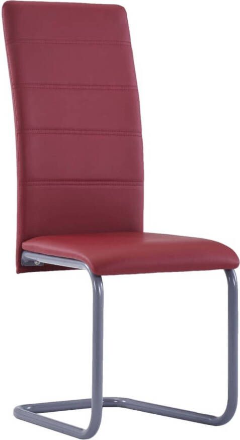 The Living Store Zwevende Eetkamerstoelen Rood 41 x 52.5 x 102.5 cm (B x D x H) Kunstleren bekleding en stalen frame