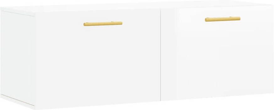 The Living Store Zwevende Wandkast Hoogglans Wit 100 x 36.5 x 35 cm Materiaal- Bewerkt Hout
