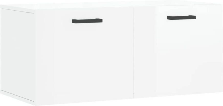 The Living Store Zwevende wandkast Hoogglans wit 80 x 36.5 x 35 cm Bewerkt hout