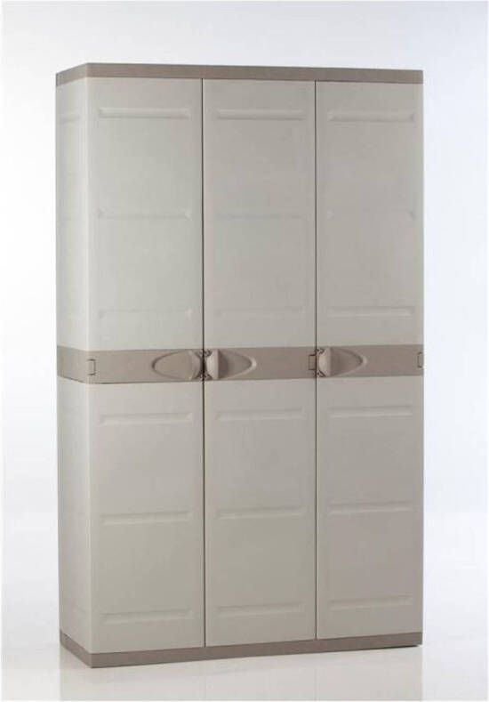 Titanium PLASTIKEN Kleerkast 3 deuren met planken + kleerkast l105 x d44 x h176 cm Beige en Taupe assortiment