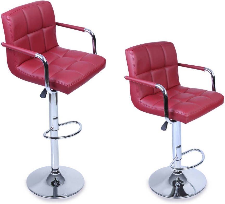 Tresko -Barkruk set van 2-wijnrood- bar stoel- aanrecht kruk- keukenkruk- lounge stoel - Foto 1