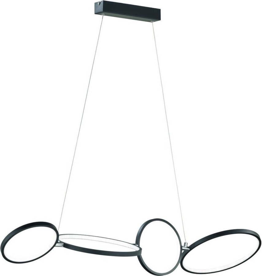 TRIO hanglamp Rondo 110 cm led staal acryl 1 kg zwart wit