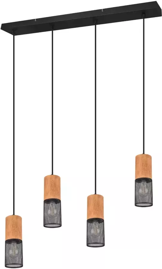 TRIO hanglamp Tosh 150 x 65 cm E27 staal 40W matzwart naturel