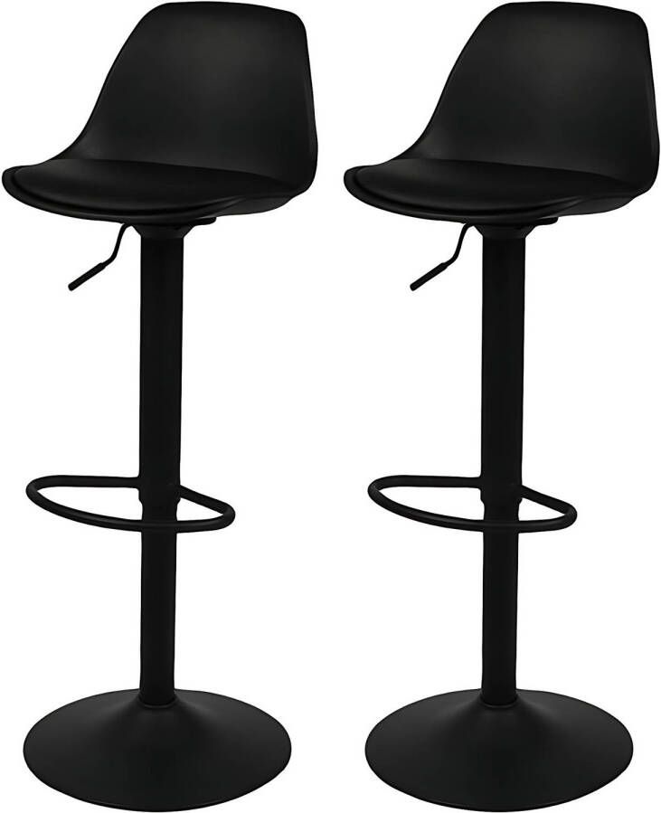 Urban Living Barkrukken set van 2 Barstoelen met rugleuning Zwart Kunstleer Zwart - Foto 1