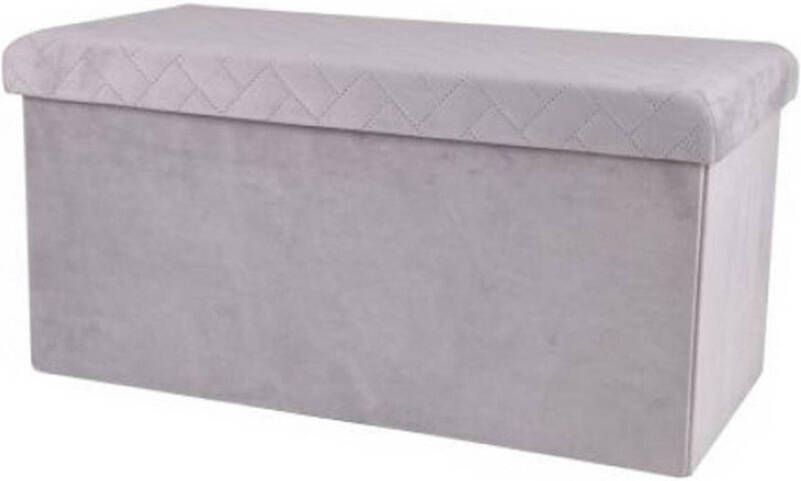 Urban Living Hocker bank poef XXL opbergbox lichtgrijs polyester mdf 76 x 38 x 38 cm opvouwbaar