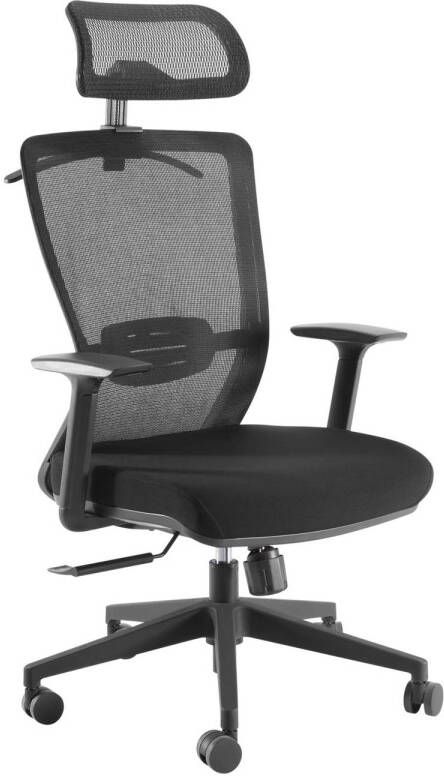 VDD Office Bureaustoel comfort kantoorstoel ergonomisch verstelbaar mesh stof zwart