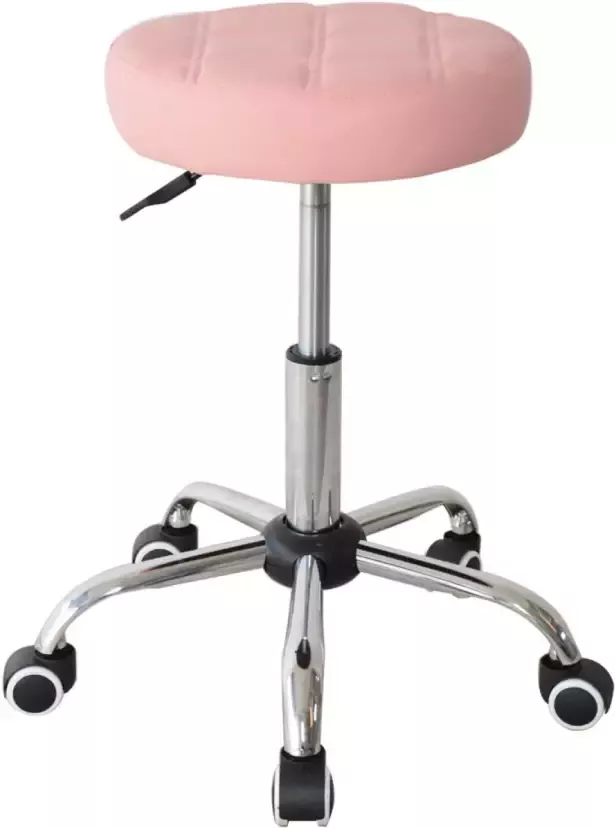 VDD Bureaustoel kruk bureaukruk kantoorkruk met wielen hoogte instelbaar roze