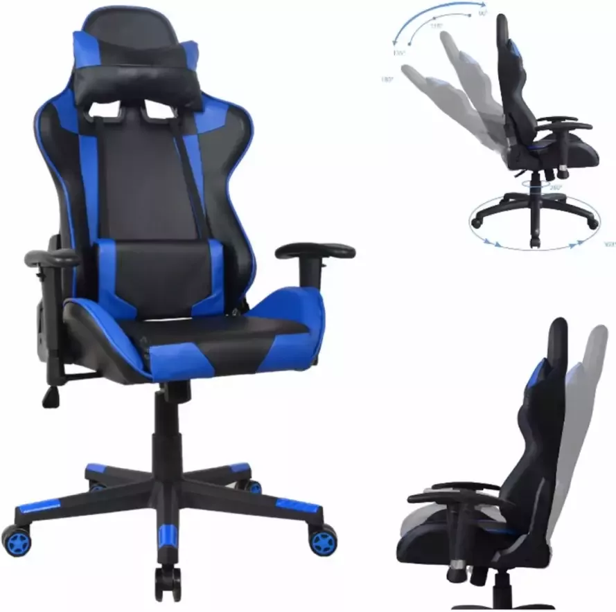 VDD Bureaustoel racing gaming chair style uitvoering high design Thomas zwart blauw - Foto 1