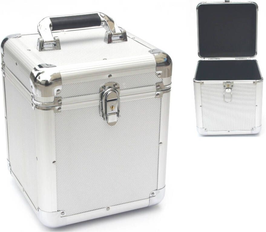 VDD LP single 7 inch vinyl koffer voor opbergen van 70 100 singles afsluitbaar zilver aluminium - Foto 1