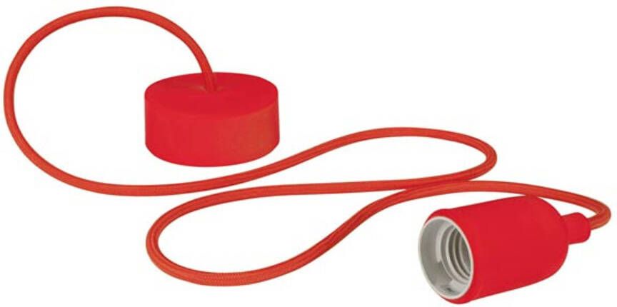Vellight Siliconen hanglamp met textielkabel 100 cm verstelbaar fitting E27 rood