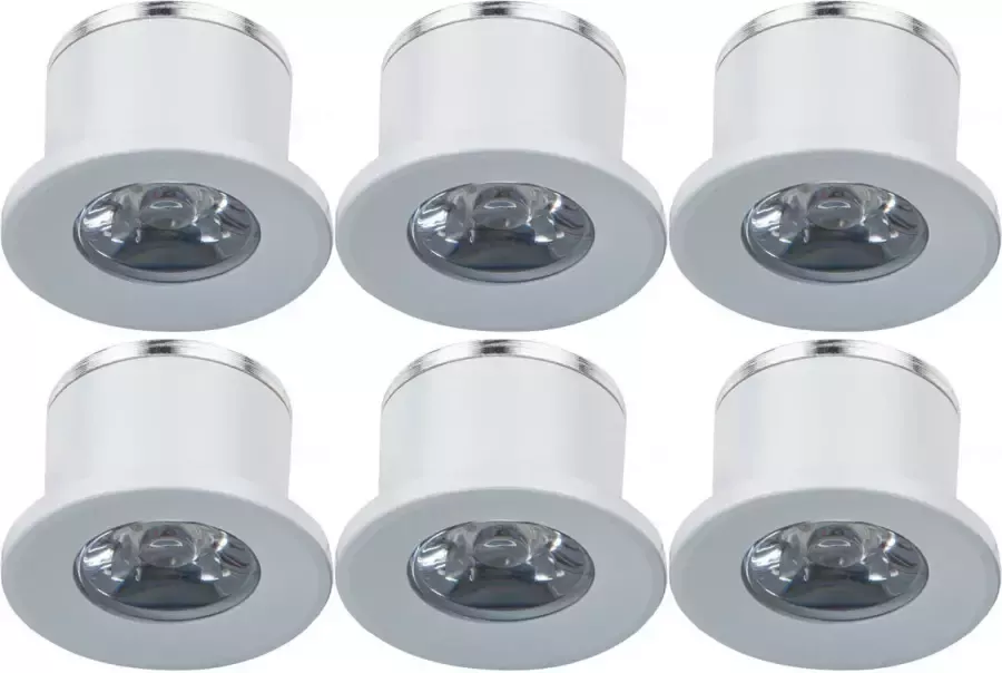 Velvalux LED Veranda Spot Verlichting 6 Pack 1W Warm Wit 3000K Inbouw Dimbaar Rond Mat Wit Aluminium Ø31mm