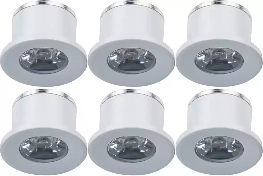 Velvalux LED Veranda Spot Verlichting 6 Pack 1W Natuurlijk Wit 4000K Inbouw Rond Mat Wit Aluminium Ø31mm