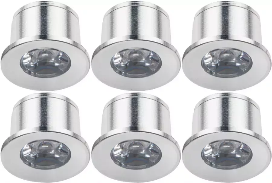 Velvalux LED Veranda Spot Verlichting 6 Pack 1W Natuurlijk Wit 4000K Inbouw Rond Mat Zilver Aluminium Ø31mm