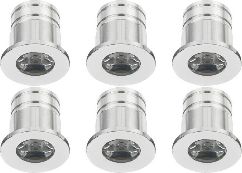 Velvalux LED Veranda Spot Verlichting 6 Pack 3W Natuurlijk Wit 4000K Inbouw Dimbaar Rond Mat Zilver Aluminium