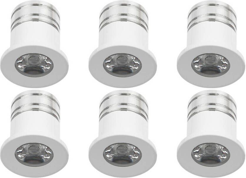 Velvalux LED Veranda Spot Verlichting 6 Pack 3W Natuurlijk Wit 4000K Inbouw Rond Mat Wit Aluminium Ø31mm - Foto 1