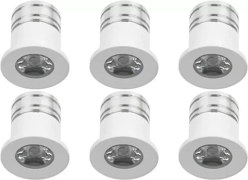 Velvalux LED Veranda Spot Verlichting 6 Pack 3W Warm Wit 3000K Inbouw Dimbaar Rond Mat Wit Aluminium Ø31mm - Foto 1