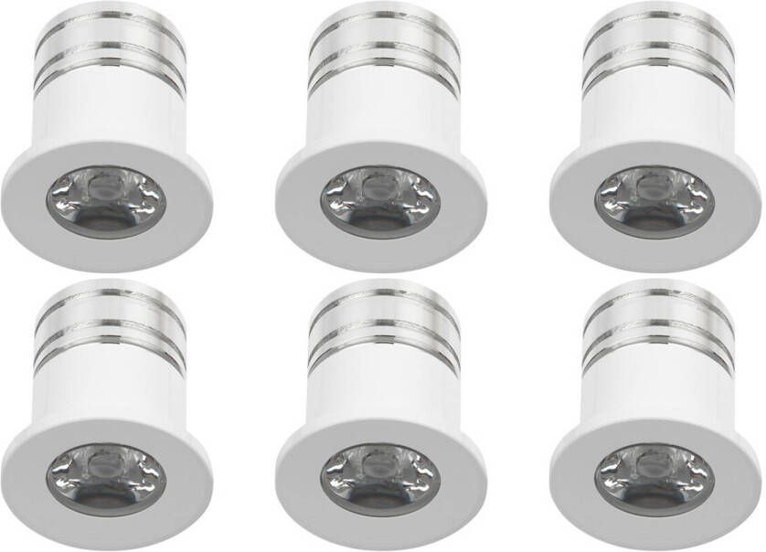 Velvalux LED Veranda Spot Verlichting 6 Pack 3W Warm Wit 3000K Inbouw Rond Mat Wit Aluminium Ø31mm - Foto 1