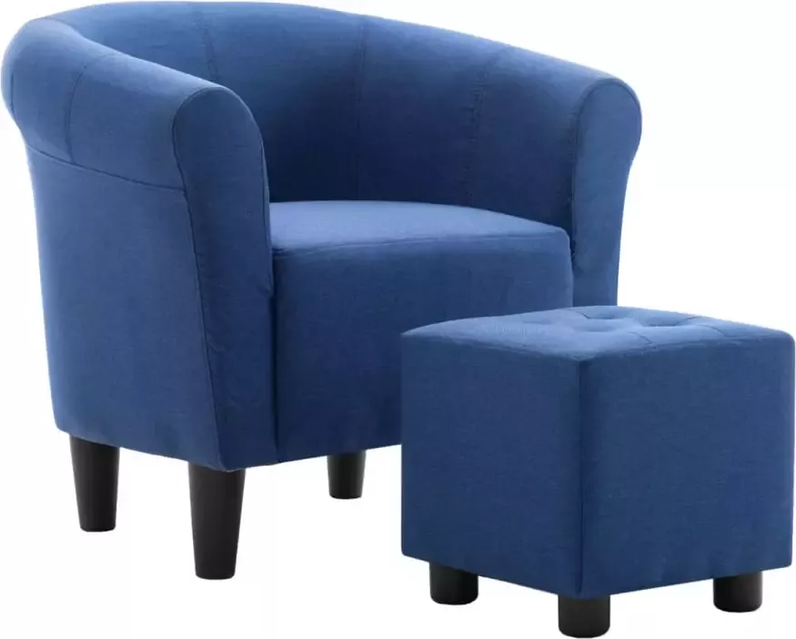 VidaXL 2-delige Fauteuilset met hocker stof blauw