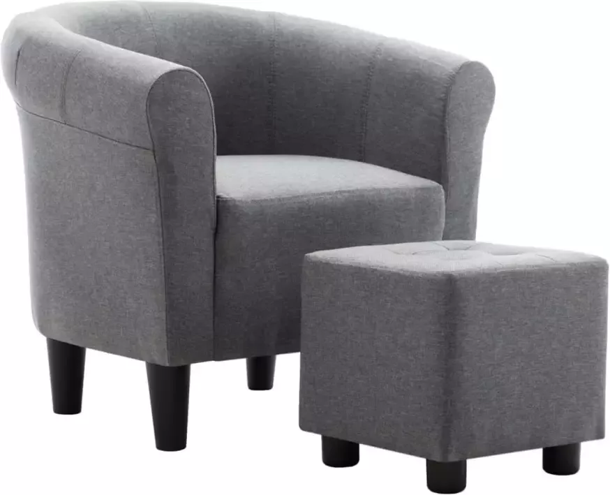 VidaXL 2-delige Fauteuilset met hocker stof lichtgrijs