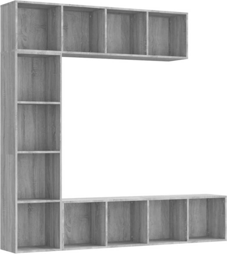 VidaXL 3-delige boekenkast- tv-meubelset 180x30x180 cm grijs sonoma - Foto 1