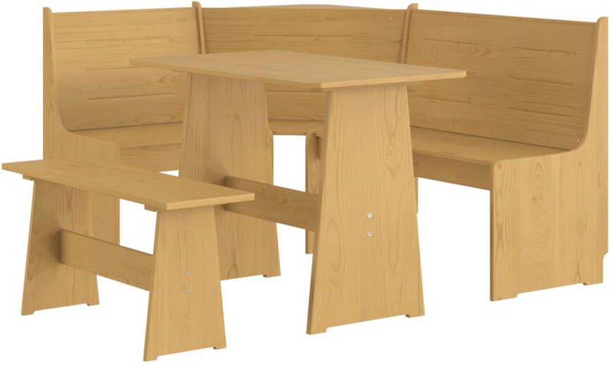 VidaXL 3-delige Eethoek REINE massief grenenhout honingbruin