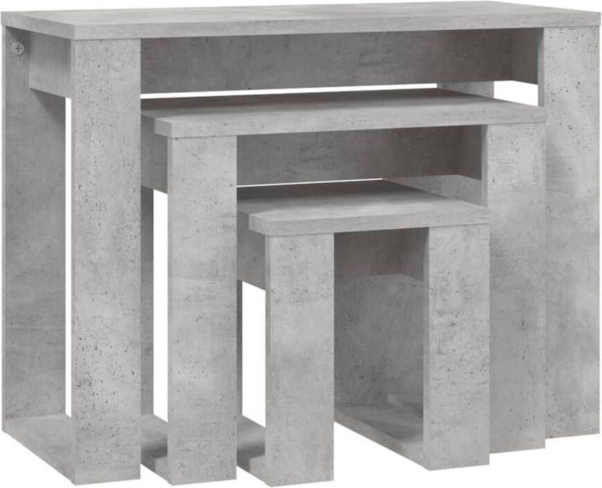 VidaXL -3-delige-Tafeltjesset-bewerkt-hout-betongrijs - Foto 1