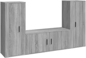 VidaXL 3-delige Tv-meubelset bewerkt hout grijs sonoma eikenkleurig